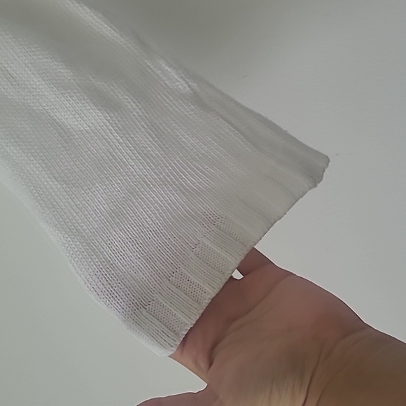 Eileen Fisher Linen and Cotton Blend Open Front Knit flowy Cardigan in white - Picture 6 of 10